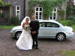 Silvery Blue Jaguar S-Type at a wedding in November 2009