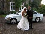 Silvery Blue Jaguar S-Type at a wedding in November 2009