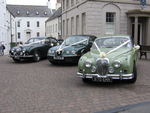 1967 Jaguar Mark 2, modern Jaguar S-Type and 1967 Daimler at a wedding in May 2010