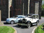 1929 Essex Super Six Challenger and Modern Jaguar S-Type at a wedding in May 2010