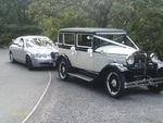Modern Jaguar S-Type and 1929 Essex Super Six Challenger at a wedding on 7 July 2012